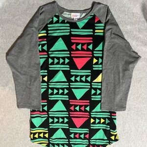 LuLaRoe Kids Long Sleeve Tee with Geometric Patterns